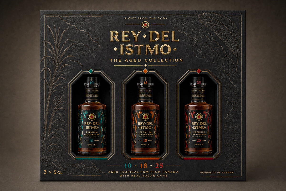 The Aged Collection gift box — Rey 10, Rey 18 and Rey 25 in three 5cl miniatures